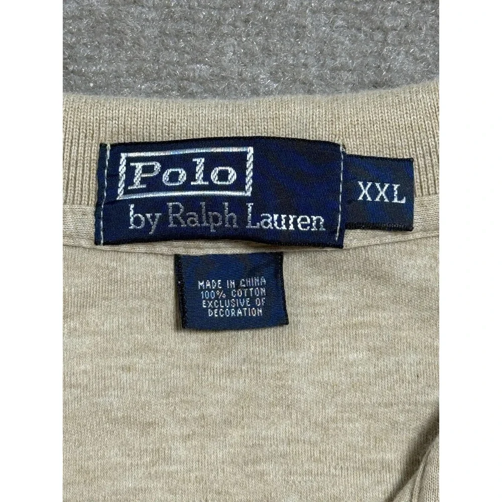 Polo Ralph Lauren Polo Shirt Mens 2XL Beige Heather Long Sleeve Pony Logo‎
